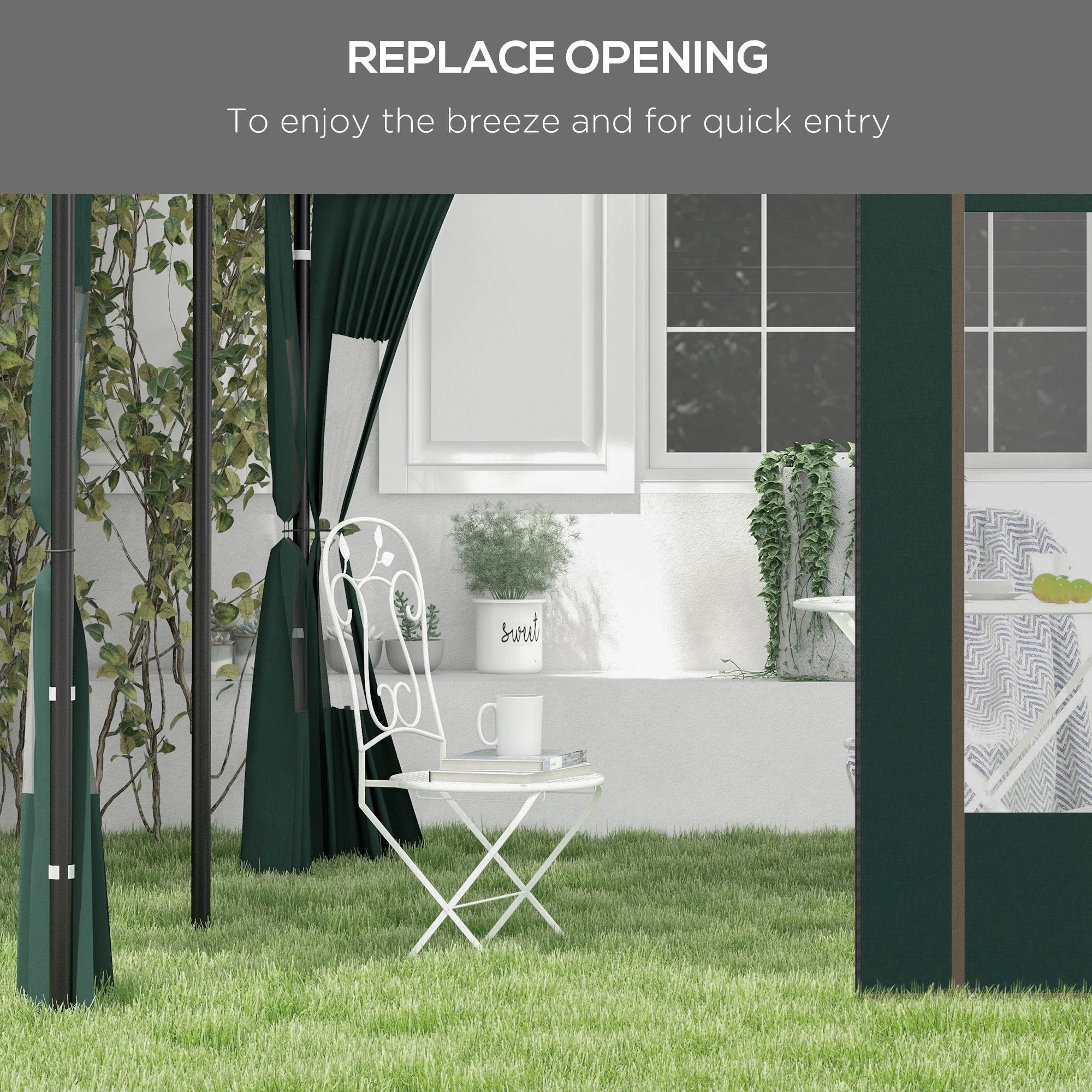 Outsunny 3x3(m) or 3x6m Pop Up Gazebo Side Panels with Windows, Green by Outsunny