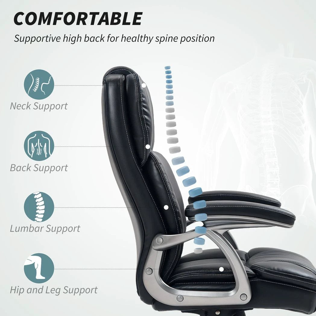 HOMCOM Tilting Executive Office Chair, PU Leather Desk Chair by HOMCOM