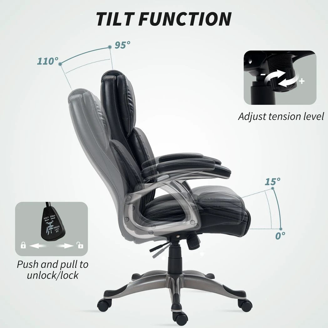 HOMCOM Tilting Executive Office Chair, PU Leather Desk Chair -