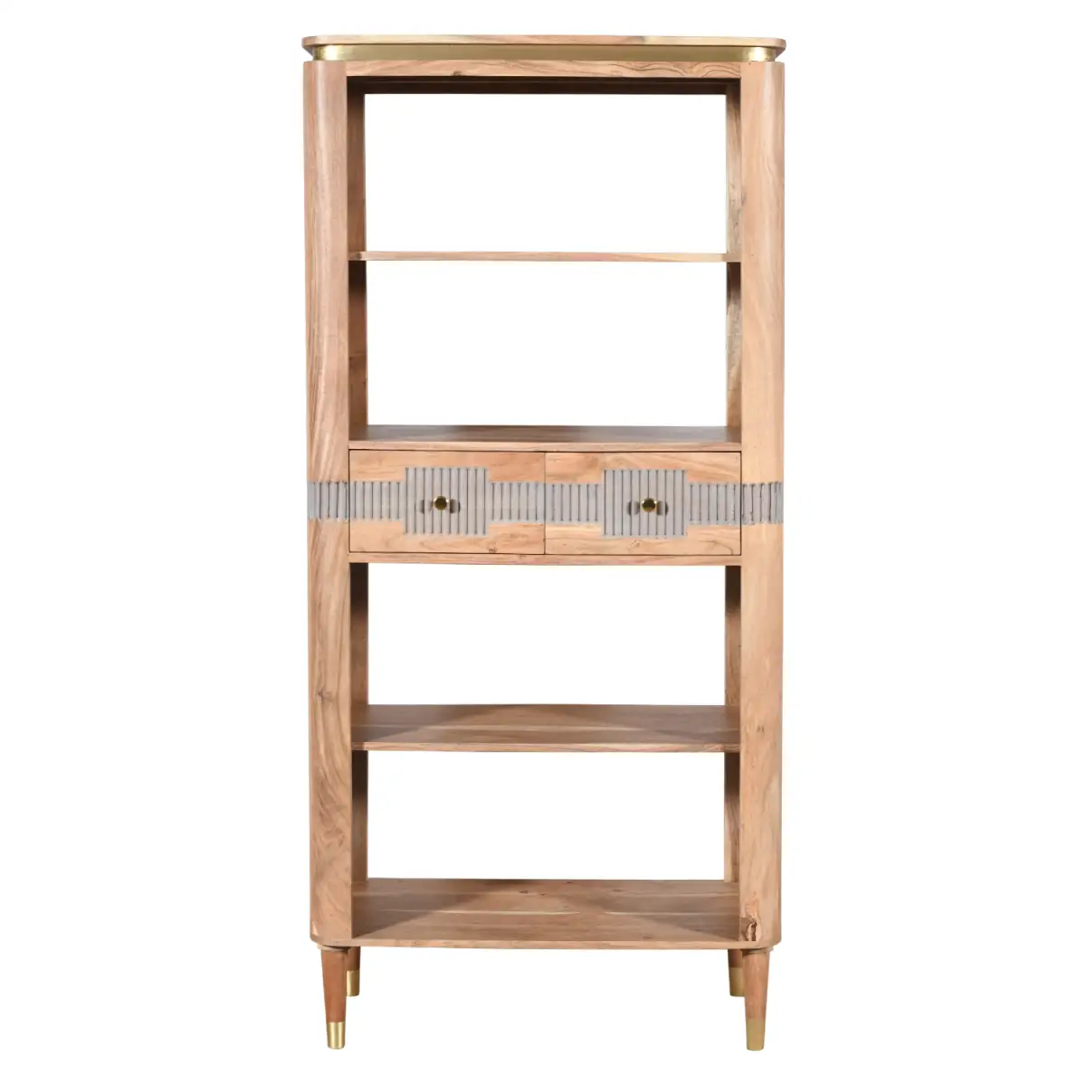 Indian Hub Wilton Acacia Wood 2 Drawers Open Bookcase - Bookcase