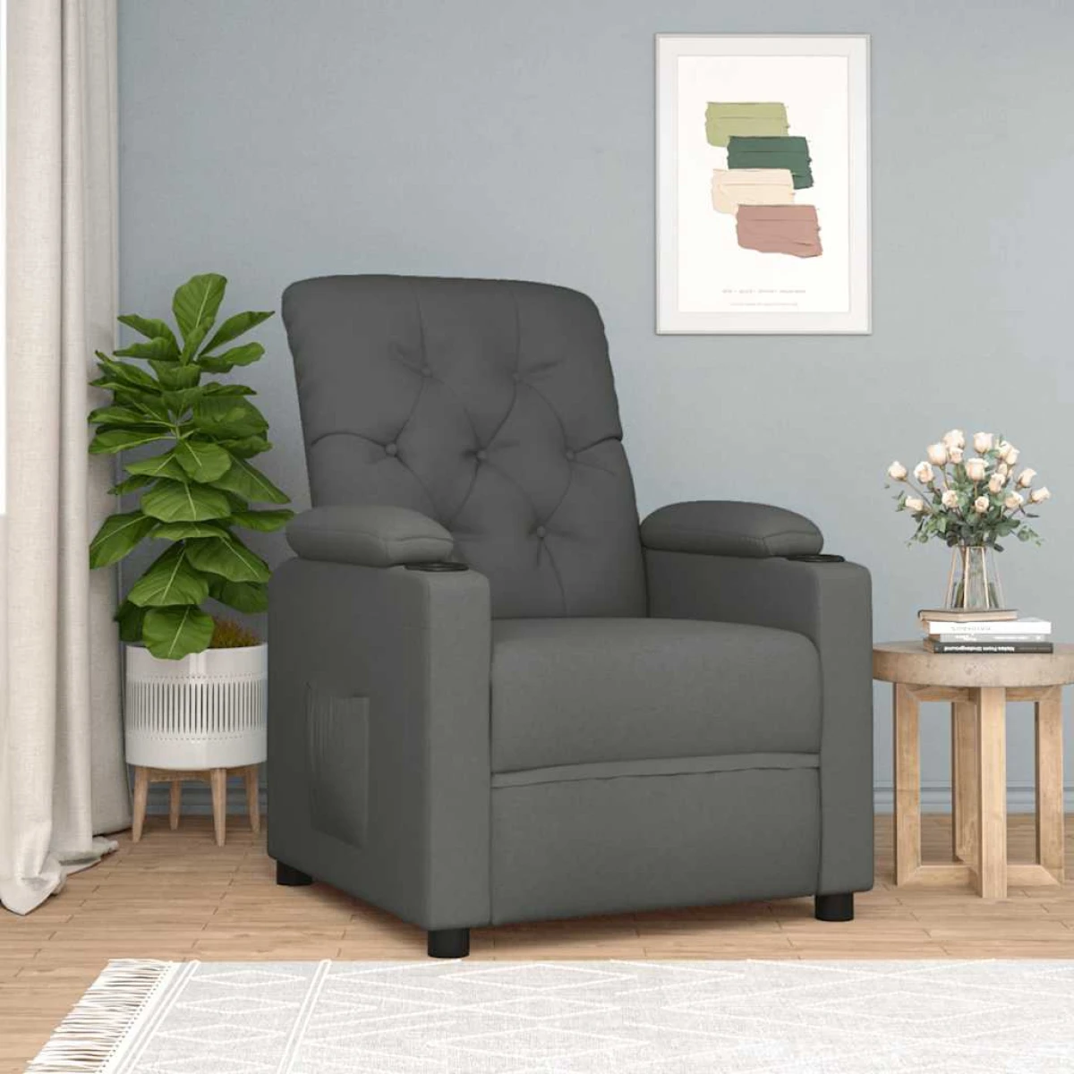 VidaXL Recliner Chair Dark Grey Plush Comfort Living Room by vidaXL