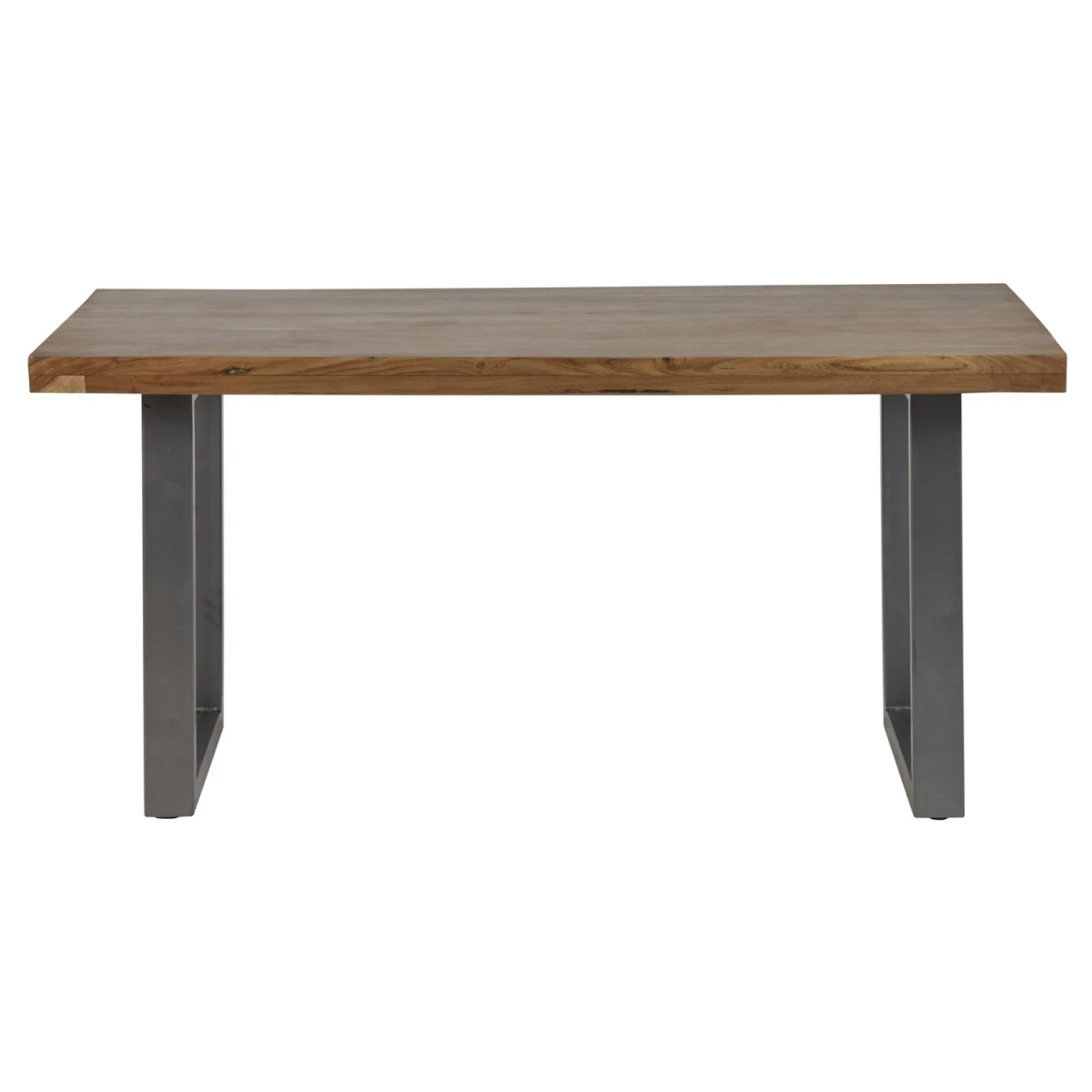 Indian Hub Premium Dining Table Large Rectangular Solid Wood And Metal Frame Gun Metal Finish For Modern Homes - Dining Table