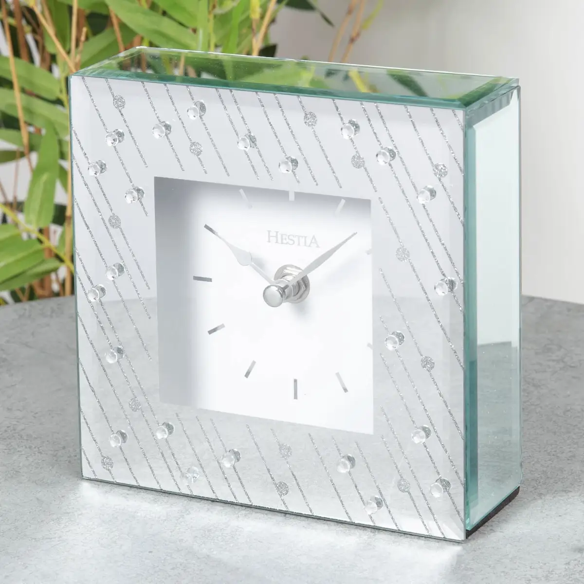 Hestia Hestia Mirror Glass Raindrop Design Mantel Clock - Clock
