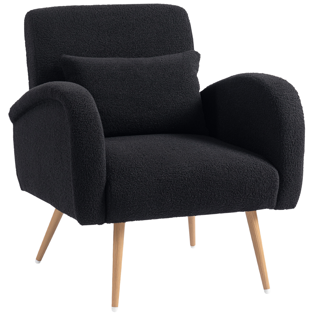HOMCOM Teddy Fleece Upholstered Accent Chair with Metal Legs, Black - from HOMCOM