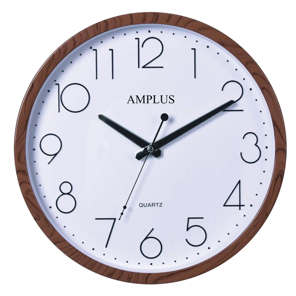 Amplus Amplus Big Number on White Dial with Wood Effect Wall Clock PW077 - Clock