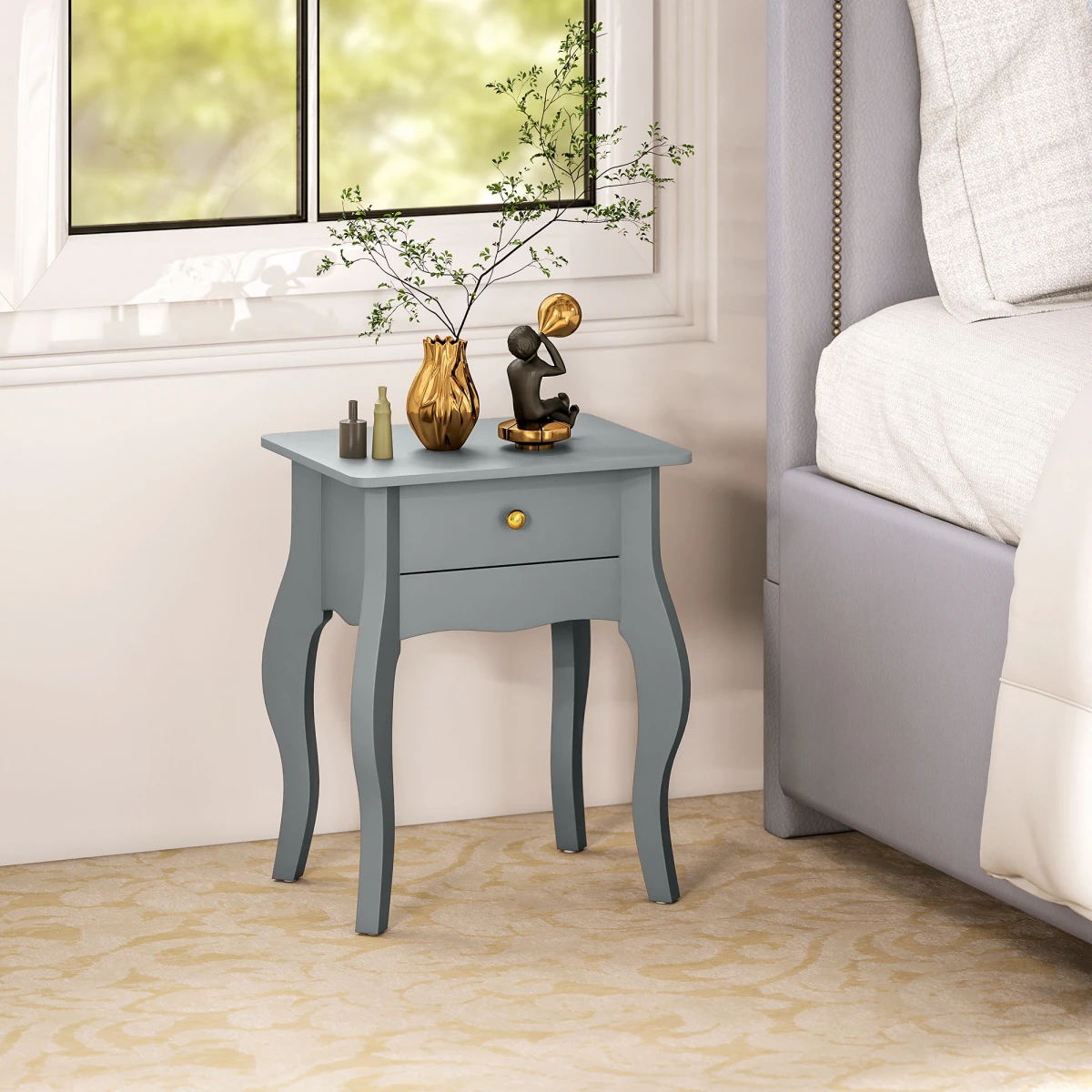 French Nightstand Compact AntiTip Bedroom by N/A