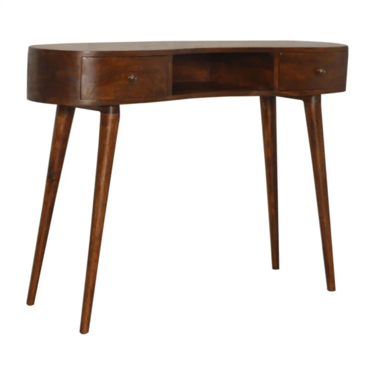 Artisan Furniture Artisan Furniture Solid Wood Chestnut Wave Writing Desk, 2 Drawers, 1 Shelf, Brown - Desk