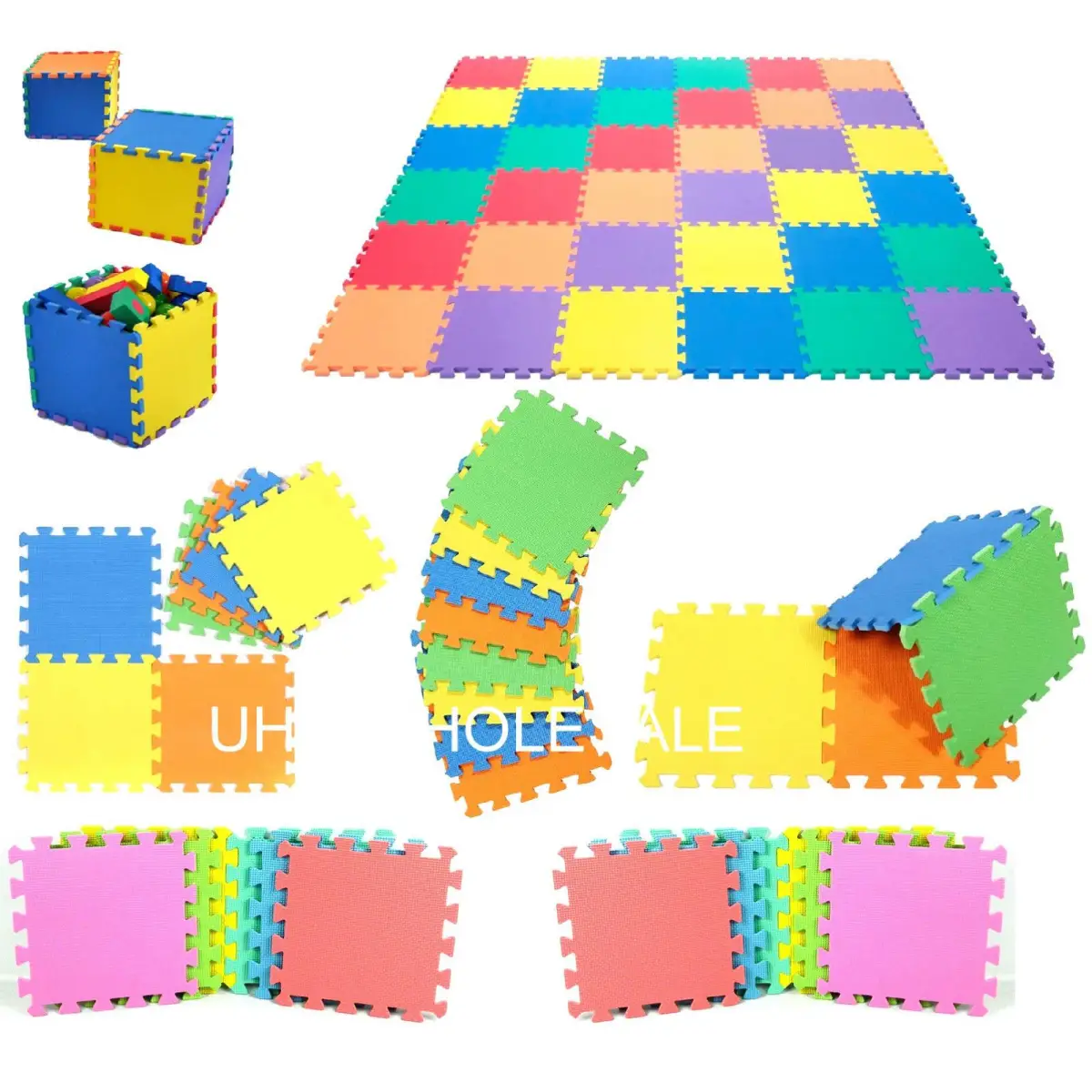 Un-Branded 3 PACKS MULTICOLOR EVA INTERLOCKING Mat 30 x 30 - Rug