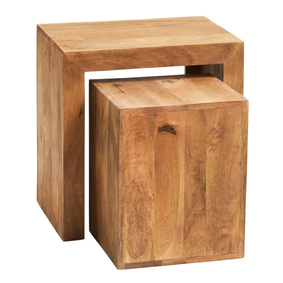Indian Hub Toko Light Mango Cubed Nest Of 2 Tables - Nest of Tables