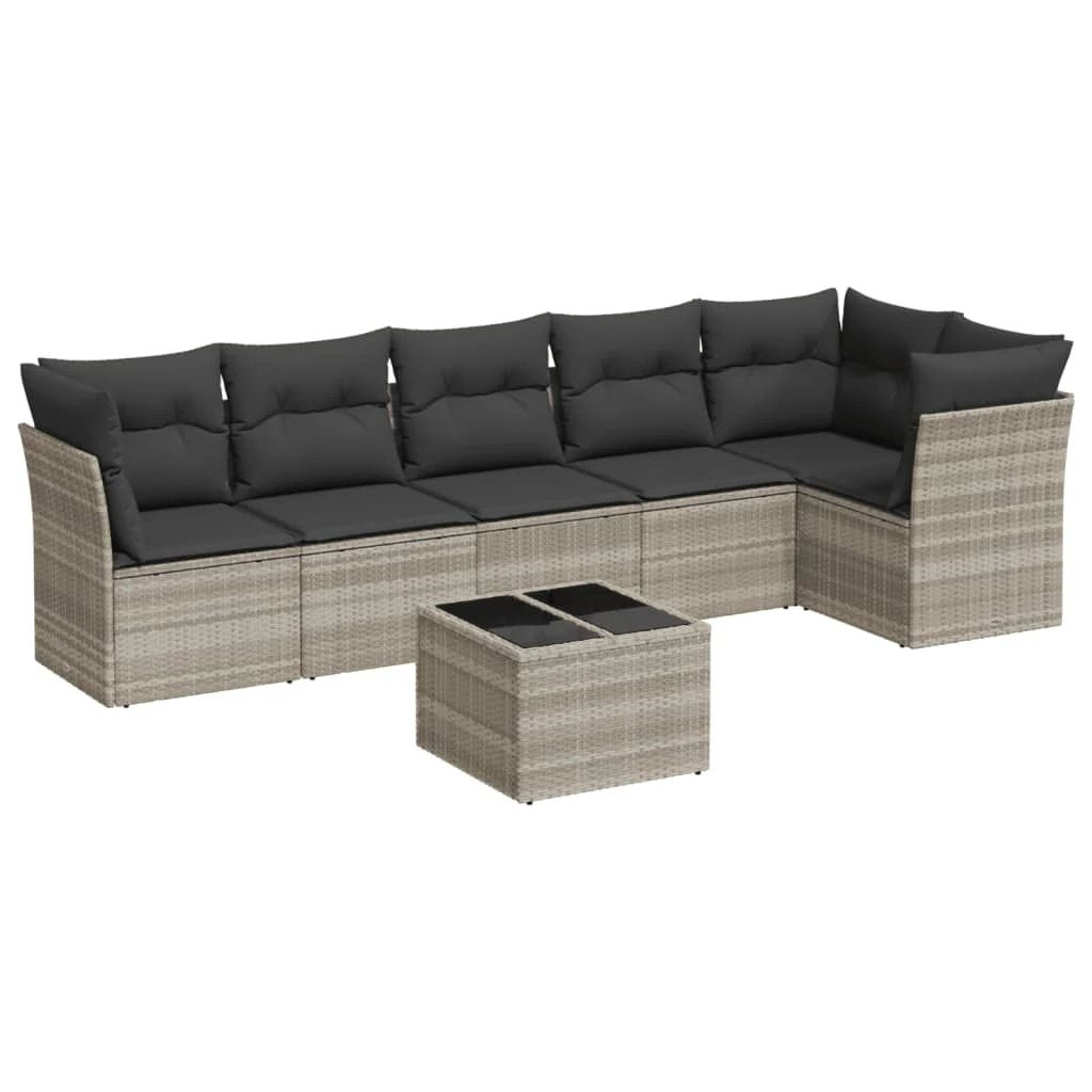 vidaXL vidaXL 6 Piece Garden Sofa Set with Cushions Beige Poly Rattan - Garden Sofa Sets