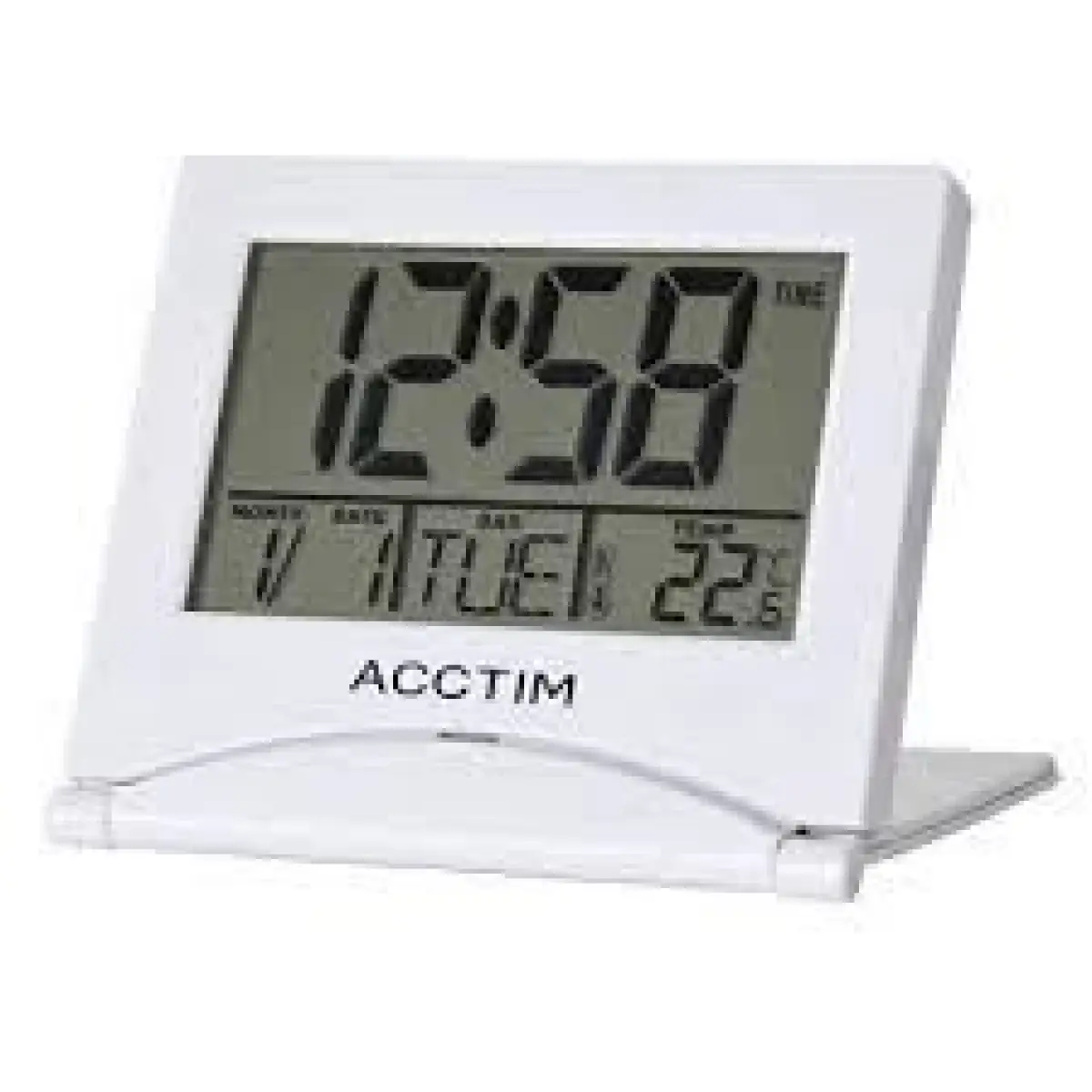 Acctim Acctim Mini Flip 2 Folding Travel LCD Alarm Clock White 15782 - Clock