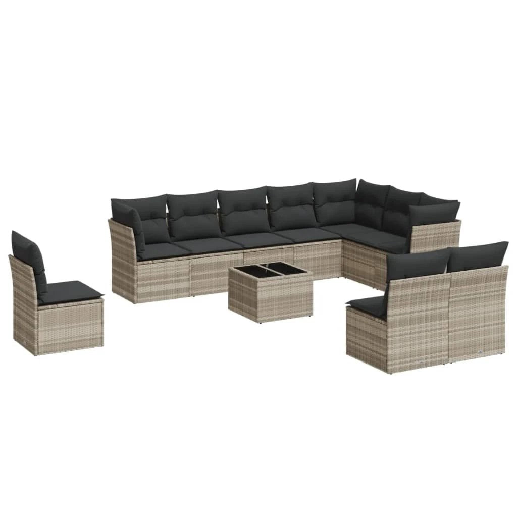 vidaXL vidaXL 10 Piece Garden Sofa Set with Cushions Black Poly Rattan - Garden Sofa Sets