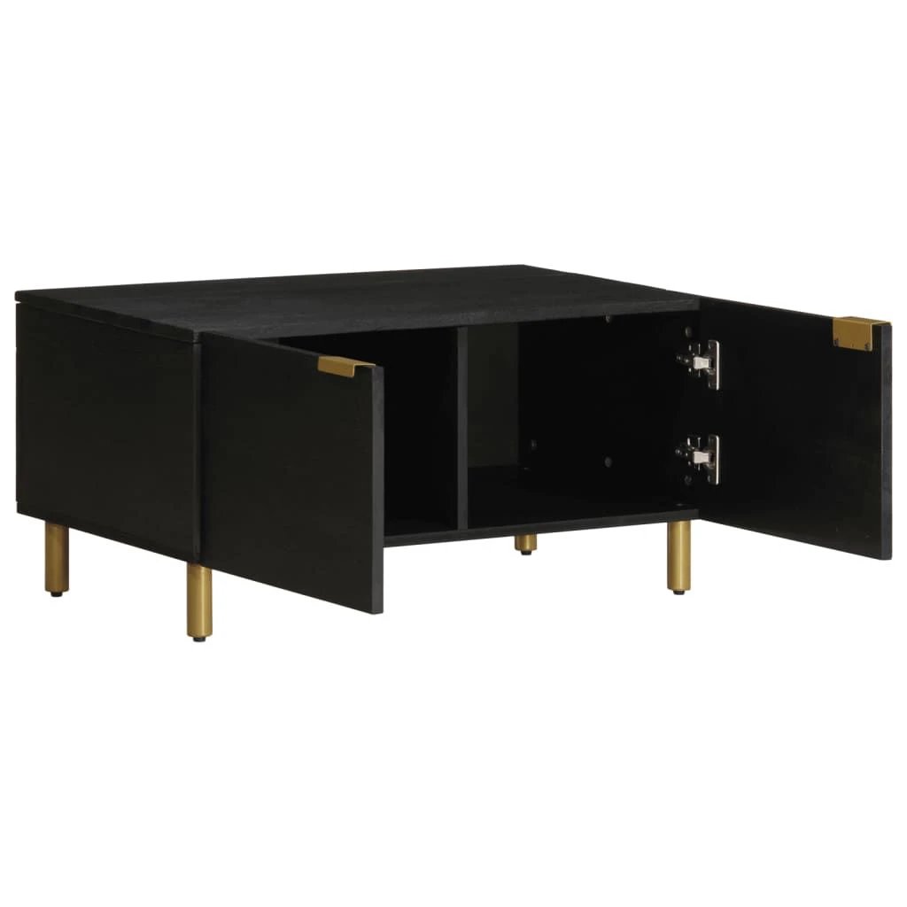 vidaXL VidaXL Coffee Table 80x50x40 cm Engineered Wood Black With Storage Doors Living Room - Coffee Table