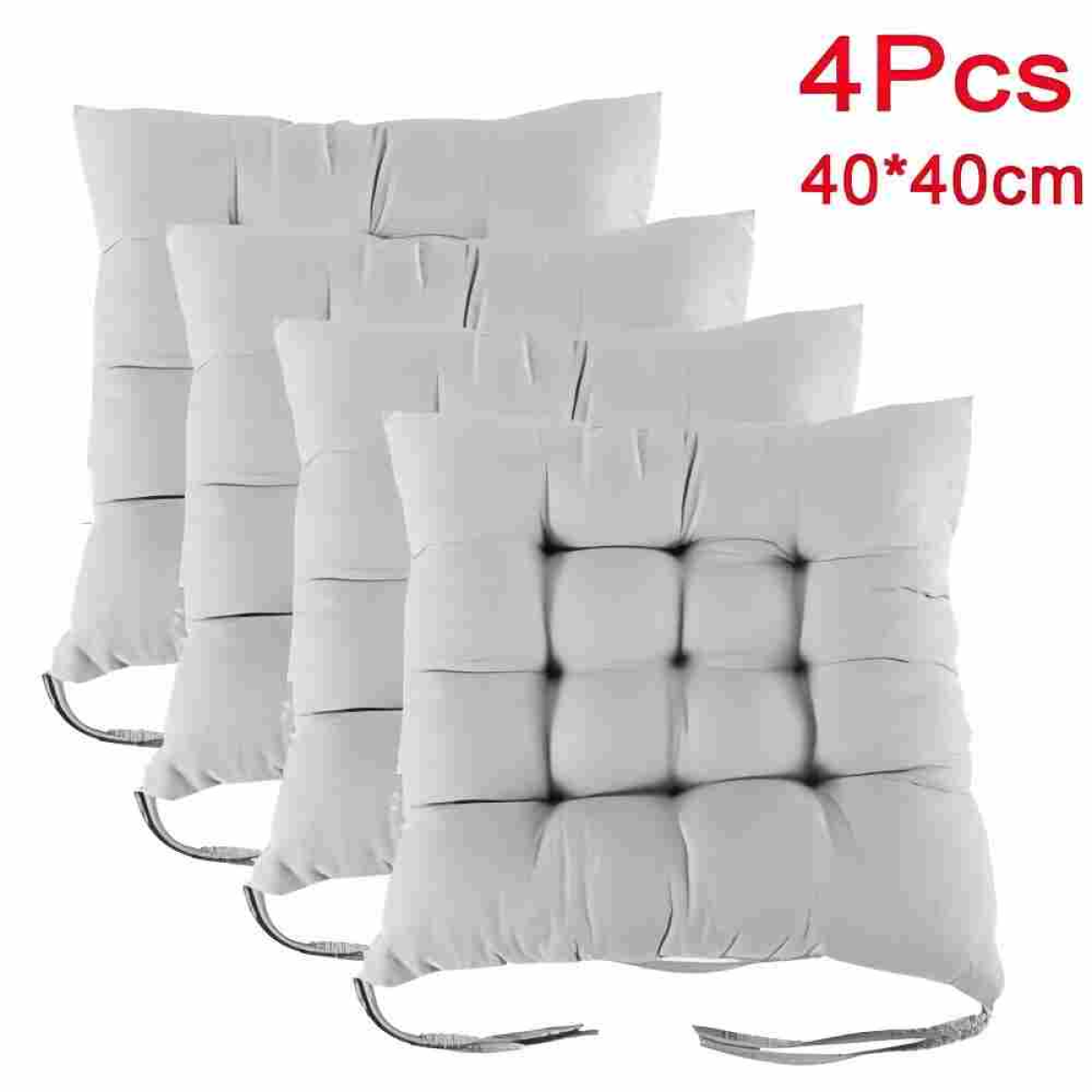 4 Pack Seat Pad Dining Room Garden Kitchen Chair Seat Cushions Tie On Plain UK - from N/A