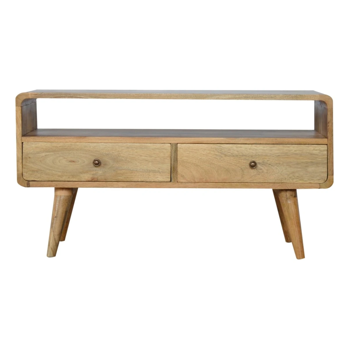 Artisan Solid Wood Media Unit Curved Oak Drawers 90cm Home by Artisan Furniture