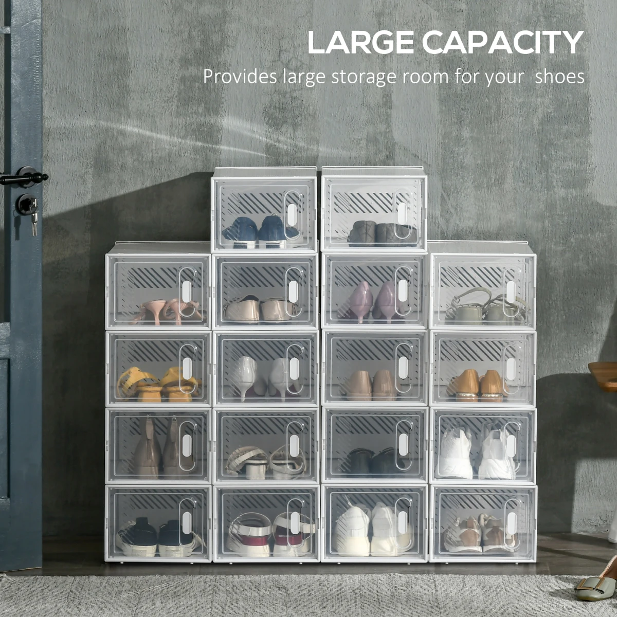 Stackable 18Box Shoe Cabinet With Magnetic Doors by N/A