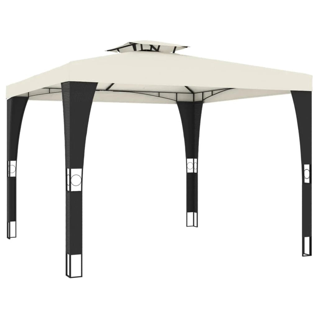 vidaXL Gazebo with Double Roof Cream 2.98x2.98 m Steel by vidaXL
