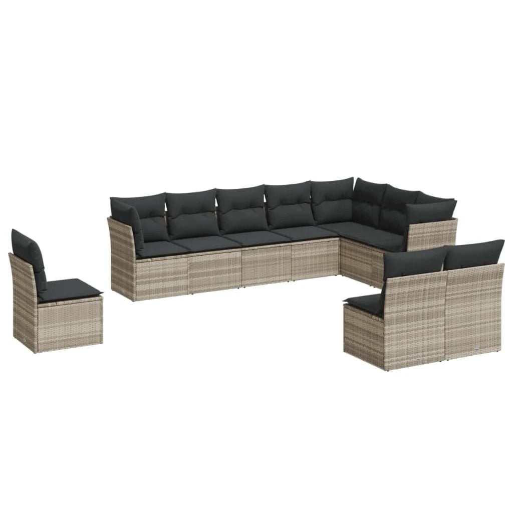 vidaXL 10 Piece Garden Sofa Set with Cushions Black Poly Rattan by vidaXL