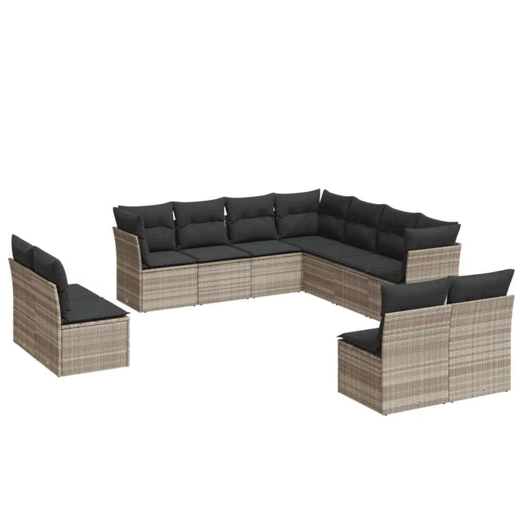 vidaXL vidaXL 11 Piece Garden Sofa Set with Cushions Black Poly Rattan - Garden Sofa Sets