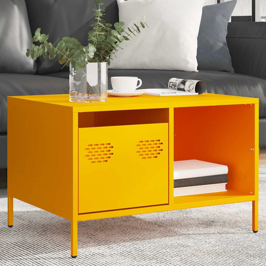 vidaXL VidaXL Coffee Table 68.5x50x43.5 cm Mustard Yellow Cold Rolled Steel Industrial Living Room - Coffee Table