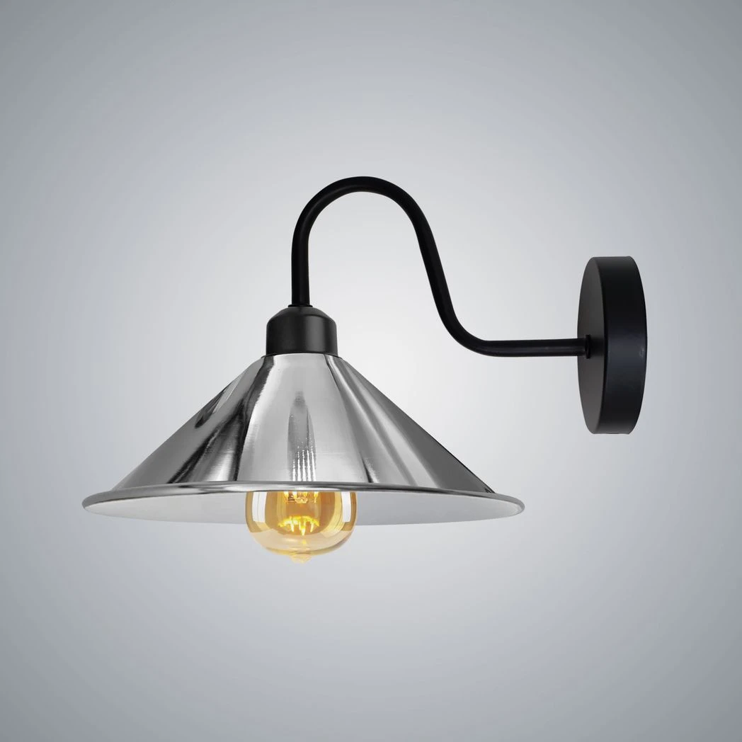 Un-branded Chrome Wall Light Cone Shade Swan Neck Hallway Decor - Wall Lights