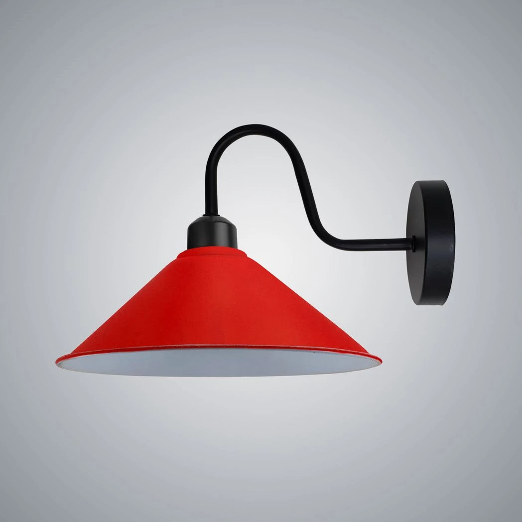 Red Retro Wall Light Sconce Cone Shade E27 for Living Room by Un-branded