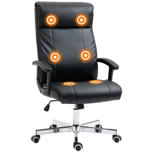 Vinsetto Massage Office Chair PU Leather Computer Chair w/ Tilt Function Black by Vinsetto