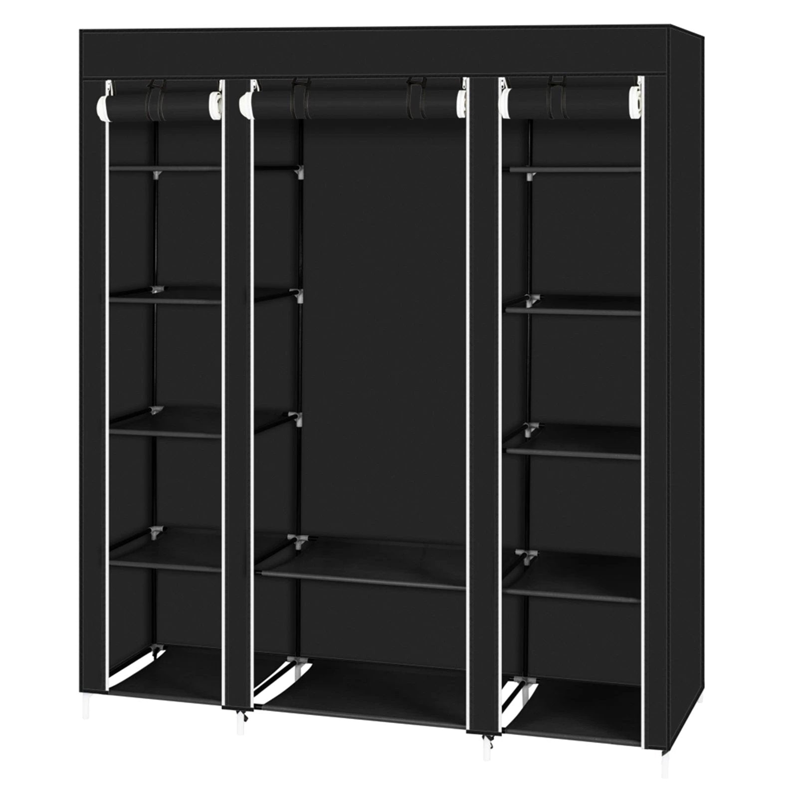 N/A 69" Portable Clothes Closet Wardrobe Storage Organizer with Non-Woven Fabric Quick and Easy to Assemble Extra Strong and Durable Black -