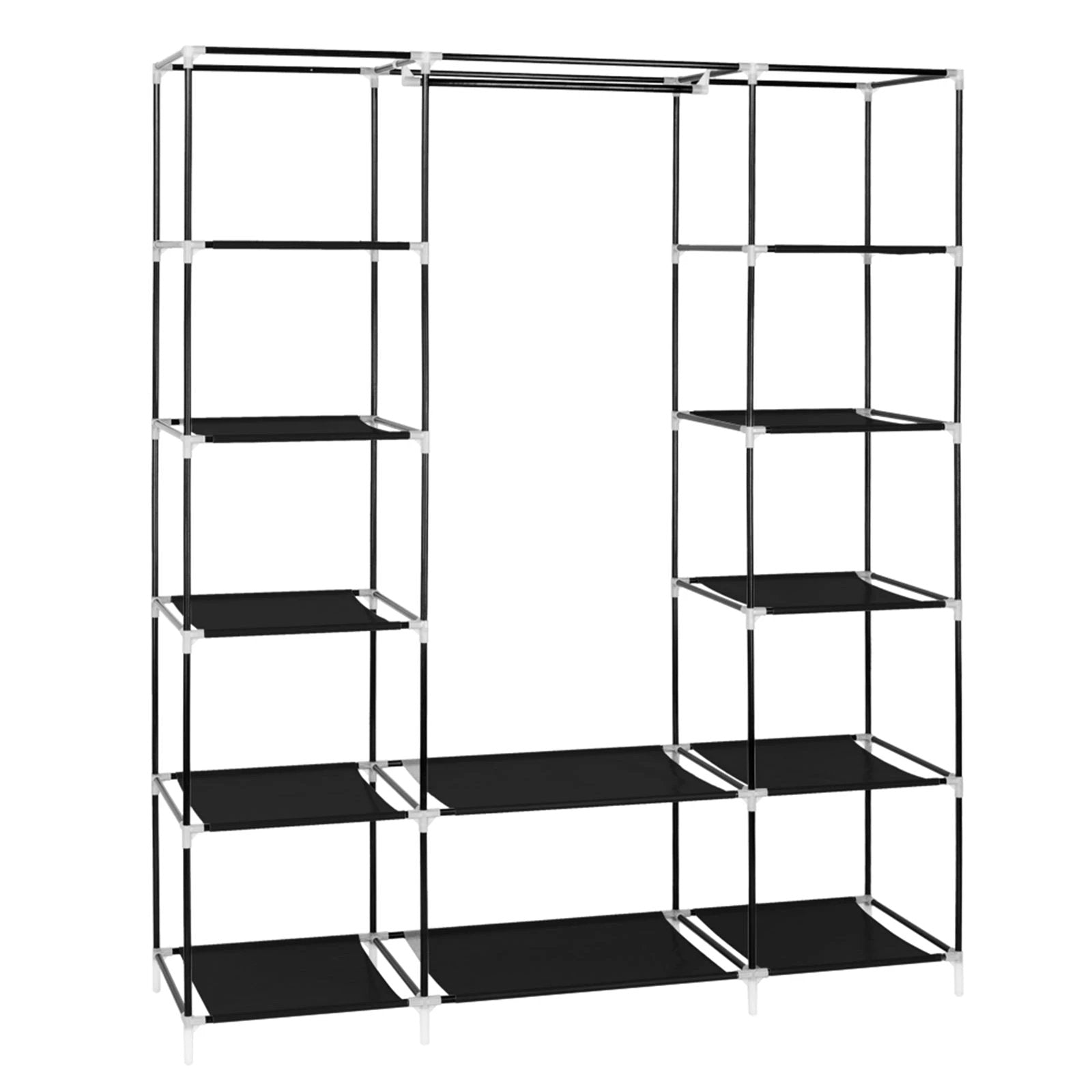 N/A 69" Portable Clothes Closet Wardrobe Storage Organizer with Non-Woven Fabric Quick and Easy to Assemble Extra Strong and Durable Black -