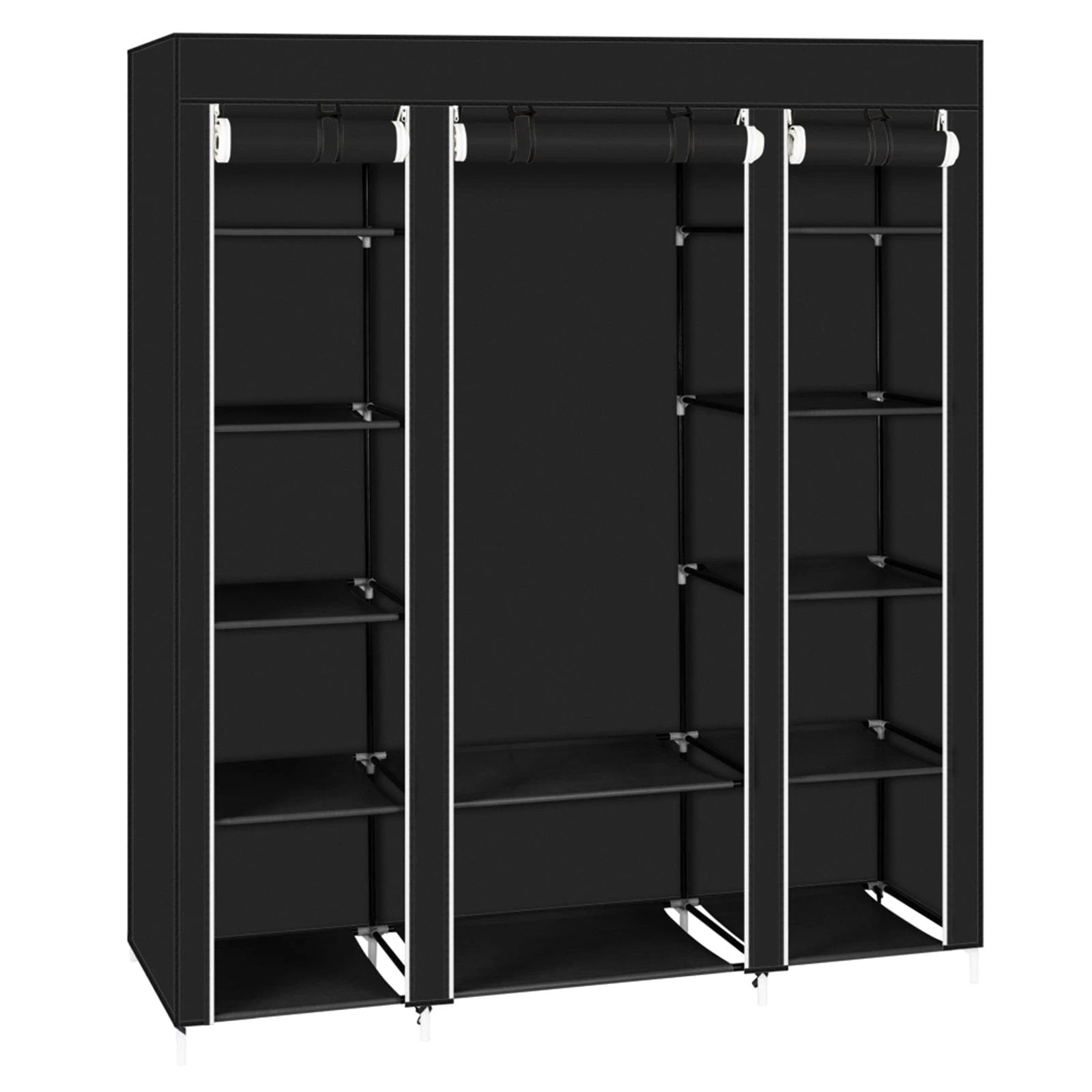 N/A 69" Portable Clothes Closet Wardrobe Storage Organizer with Non-Woven Fabric Quick and Easy to Assemble Extra Strong and Durable Black -
