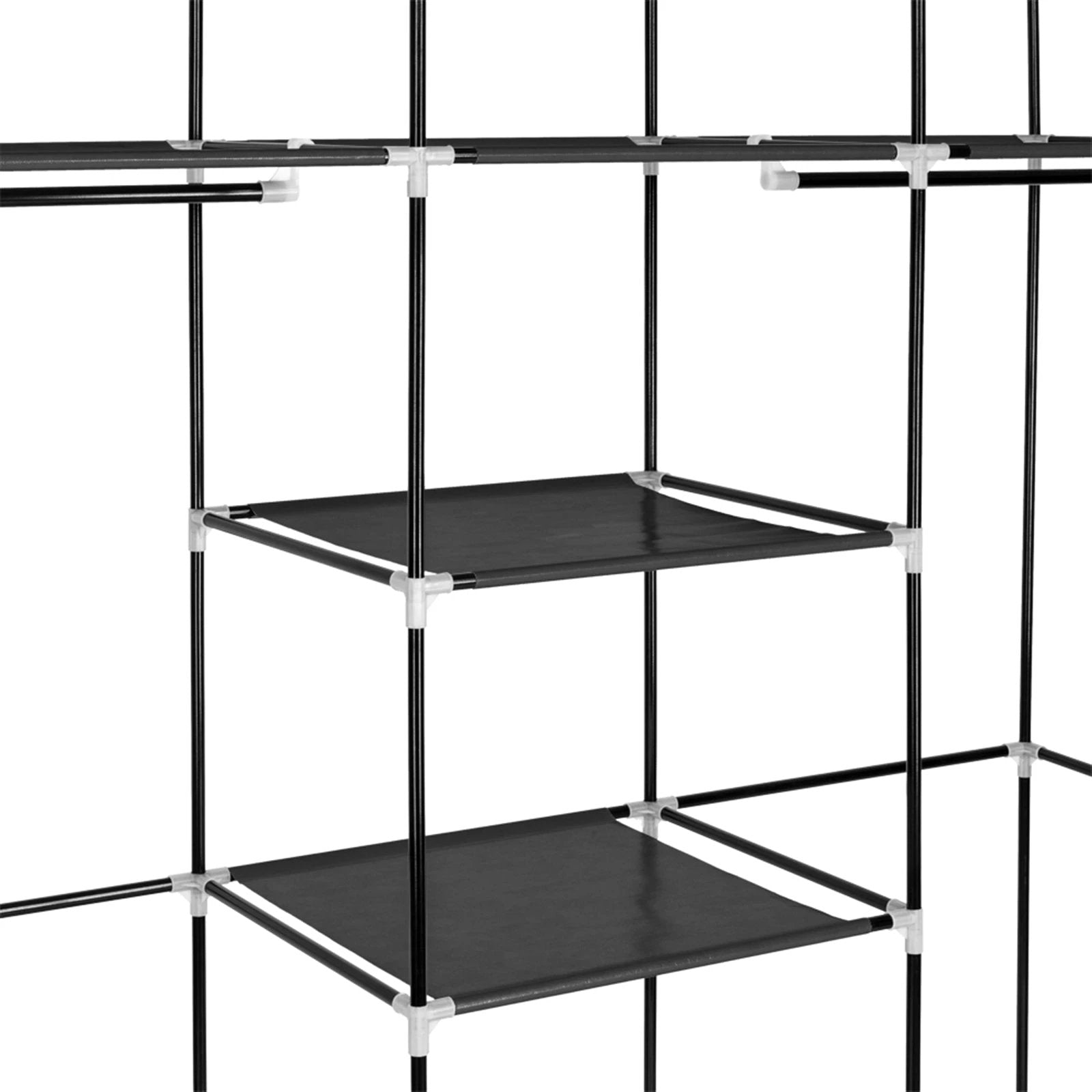 69" Portable Clothes Closet Non-Woven Fabric Wardrobe Double Rod Storage Organizer Black by N/A