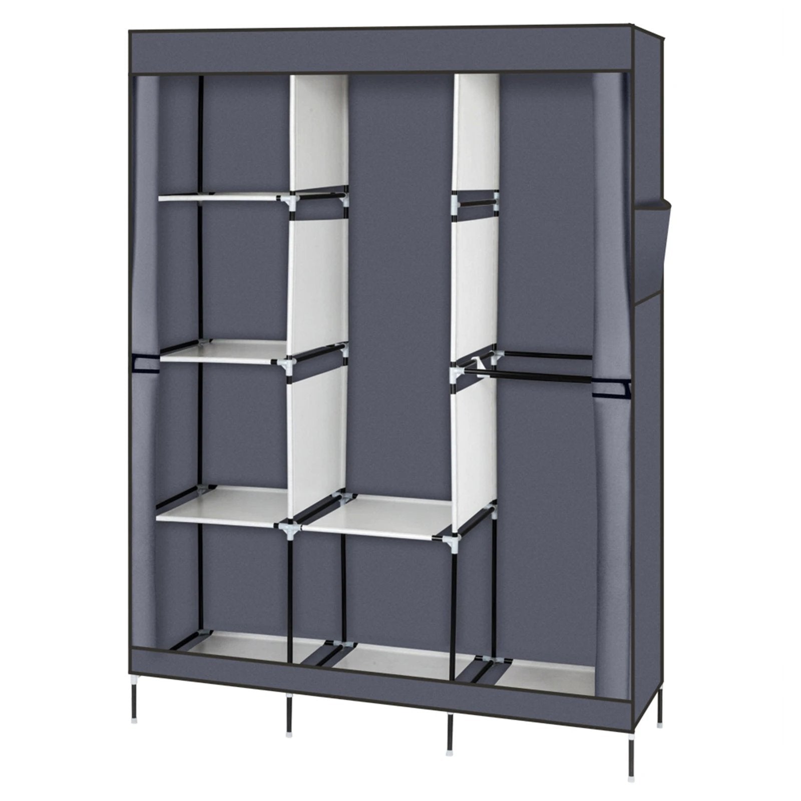 71" Portable Closet Wardrobe Clothes Rack Storage Organizer with Shelf Gray by N/A
