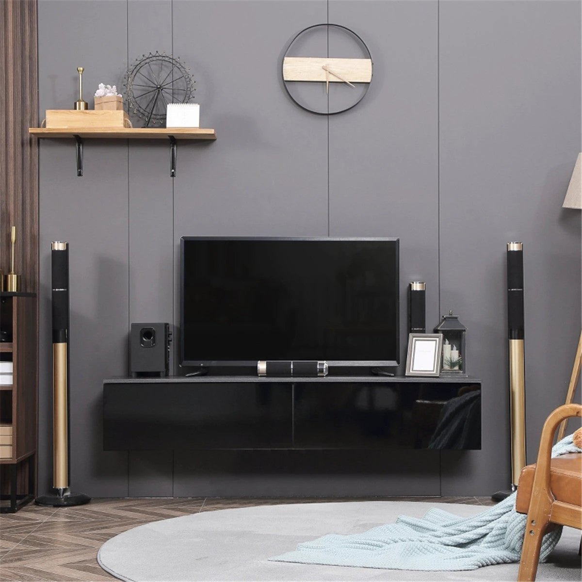 Premium Floating TV Stand 70In High Gloss Cabinets Lounge by N/A
