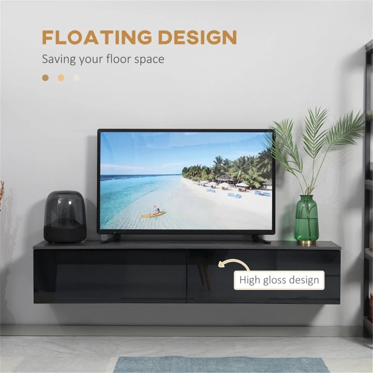 Premium Floating TV Stand 70In High Gloss Cabinets Lounge by N/A