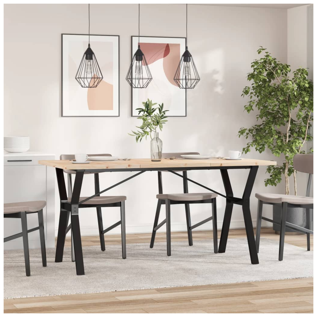vidaXL Dining Table Y-Frame 160x80 Pine Iron Home by vidaXL