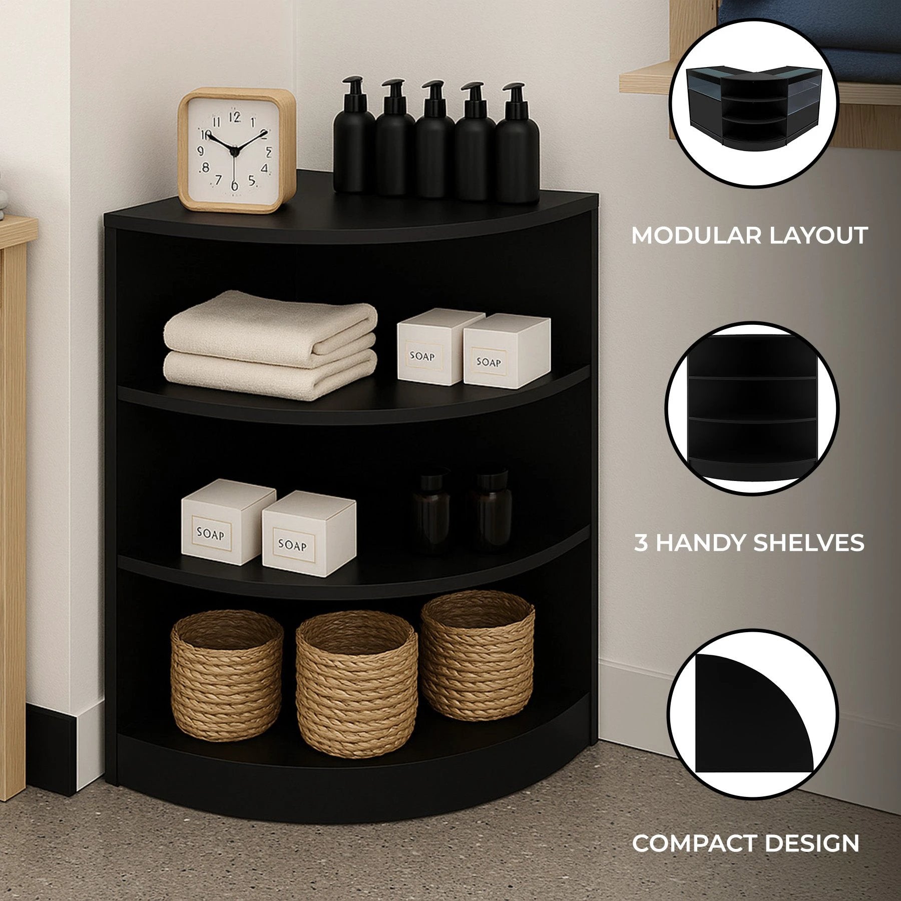 Retail Shop Corner Counter LM60 - Black by Monster Shop