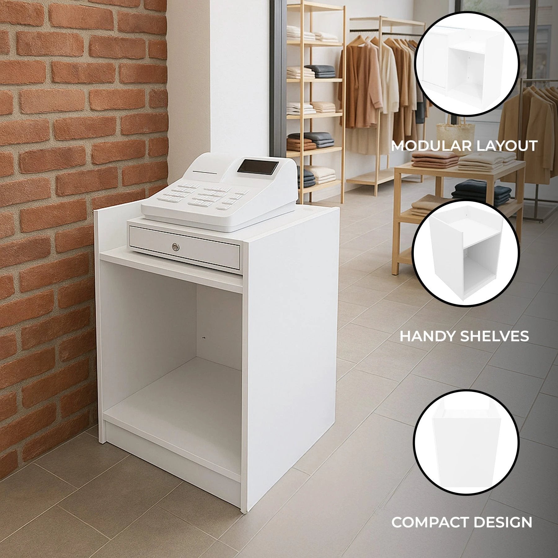 Monster Shop Shop Counter Till Block TB60 - White -