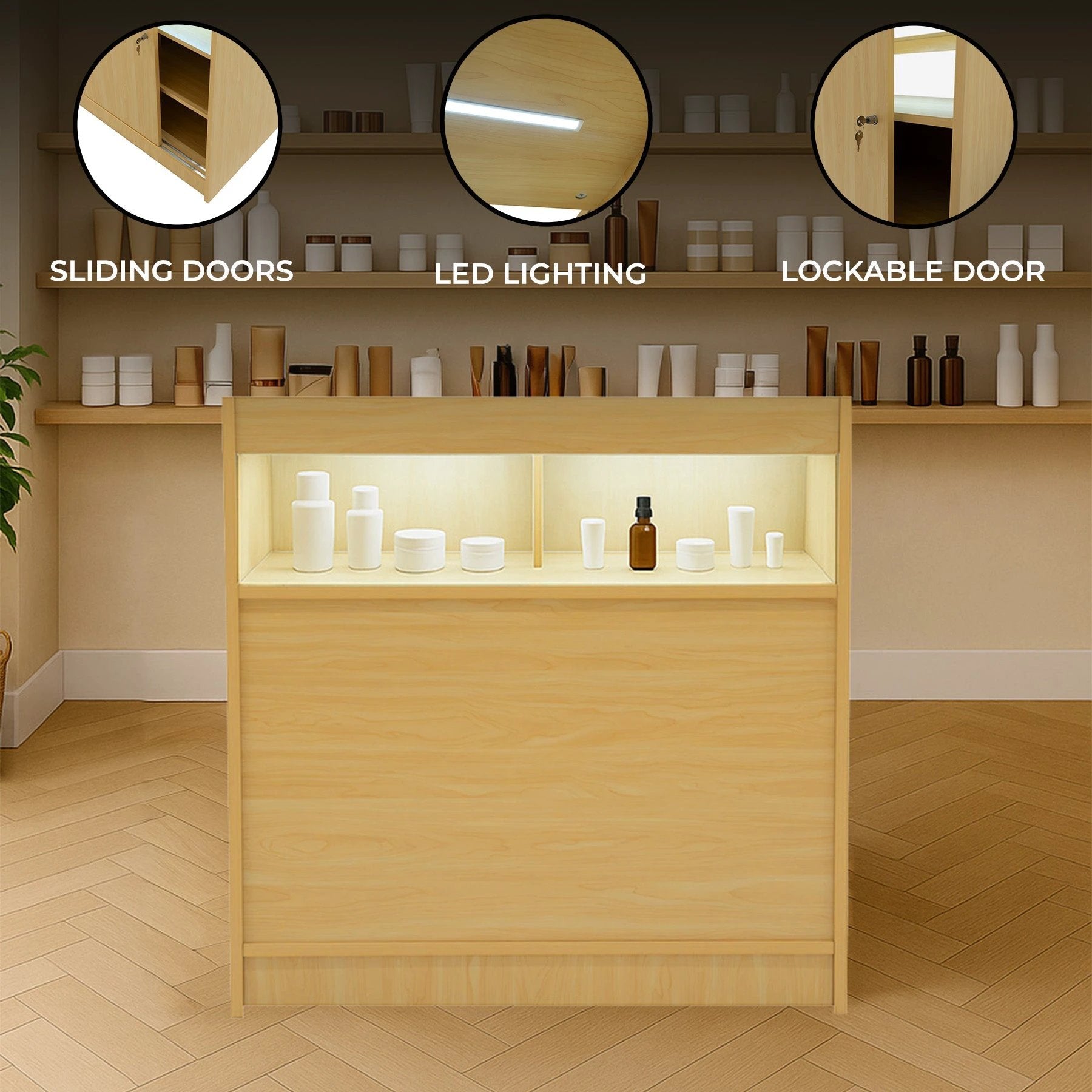 Monster Shop LED Retail Shop Counter B900 - Maple -