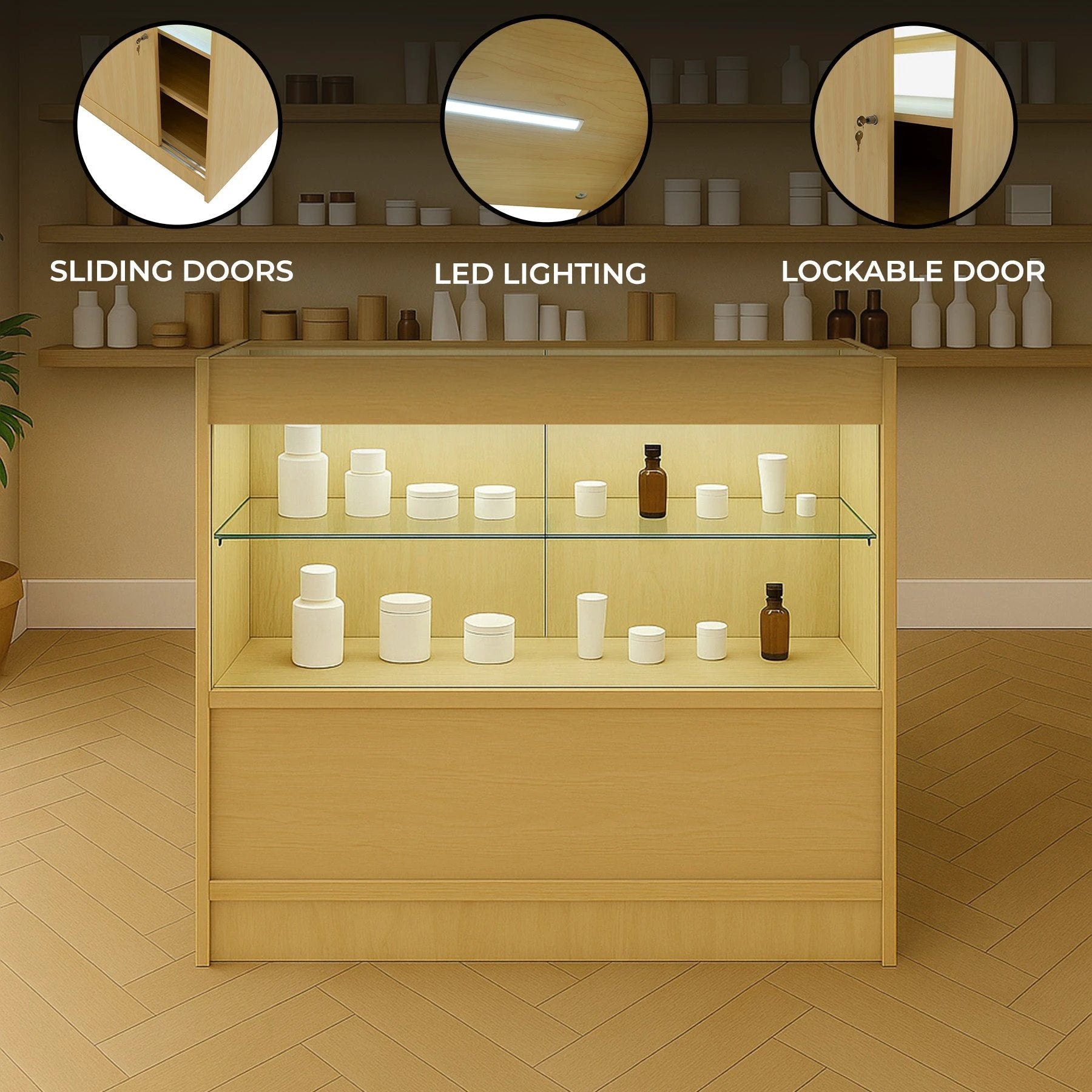 LED Retail Shop Counter C900 - Maple by Monster Shop