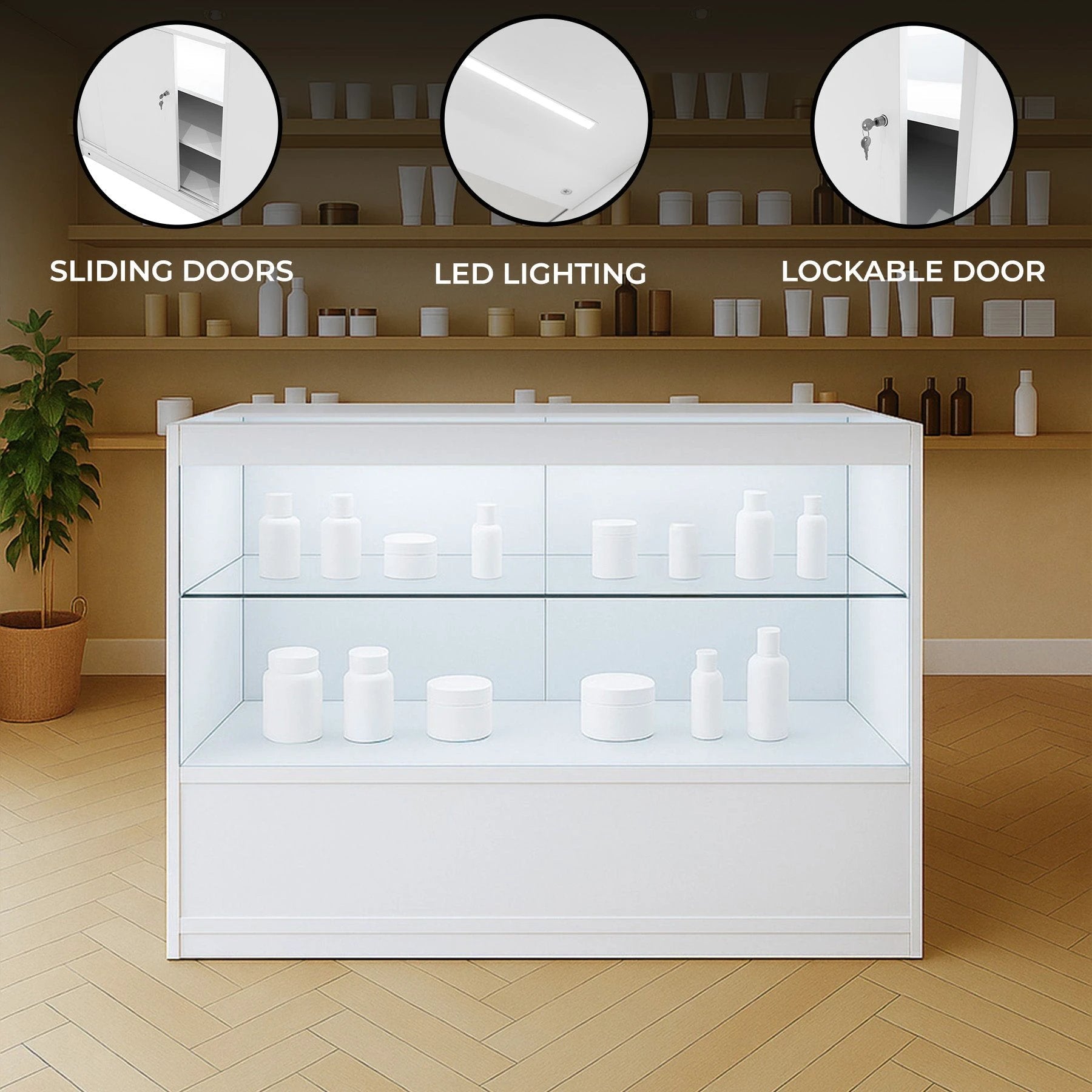 LED Retail Shop Counter C1200 - White by Monster Shop