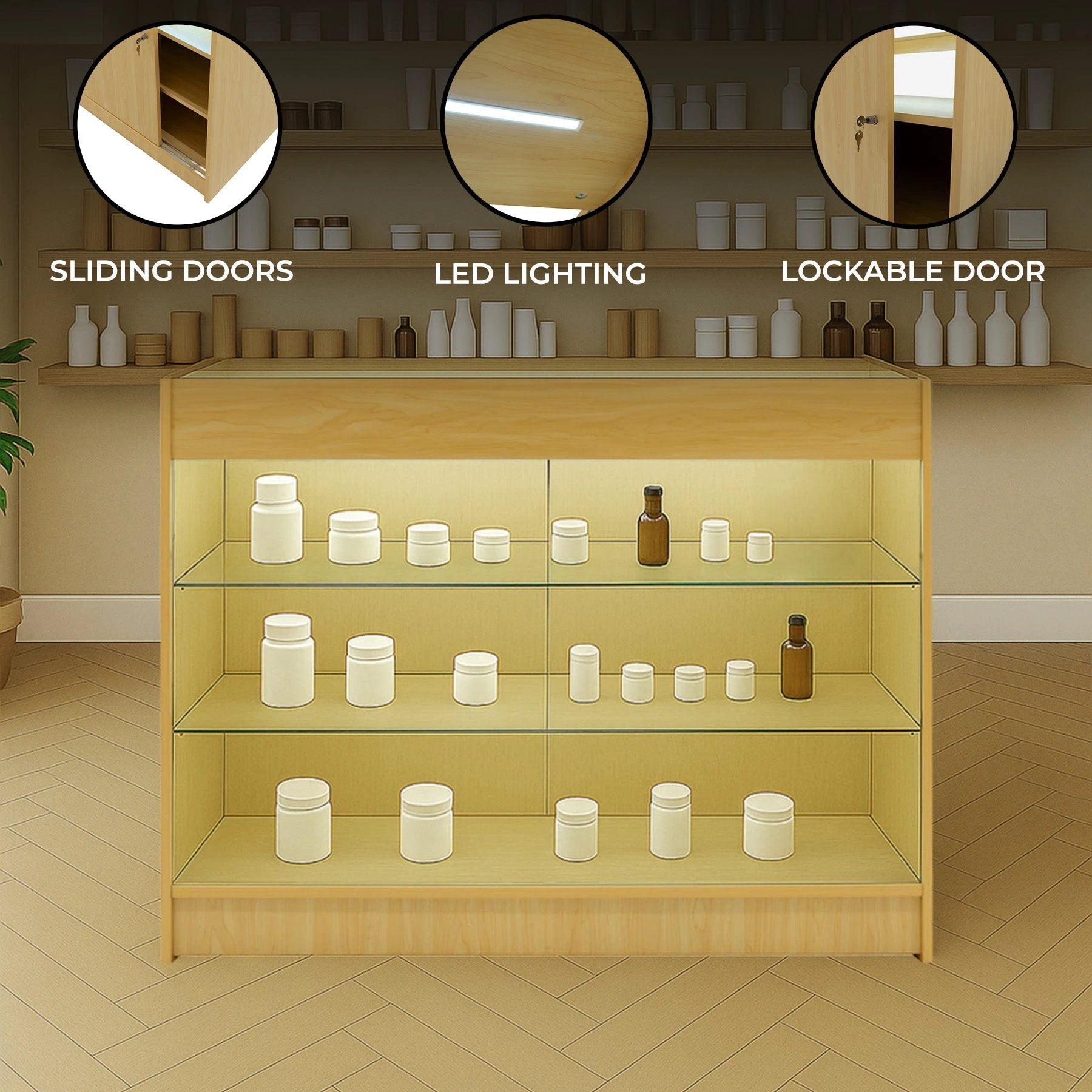 LED Retail Shop Counter K1200 - Maple by Monster Shop