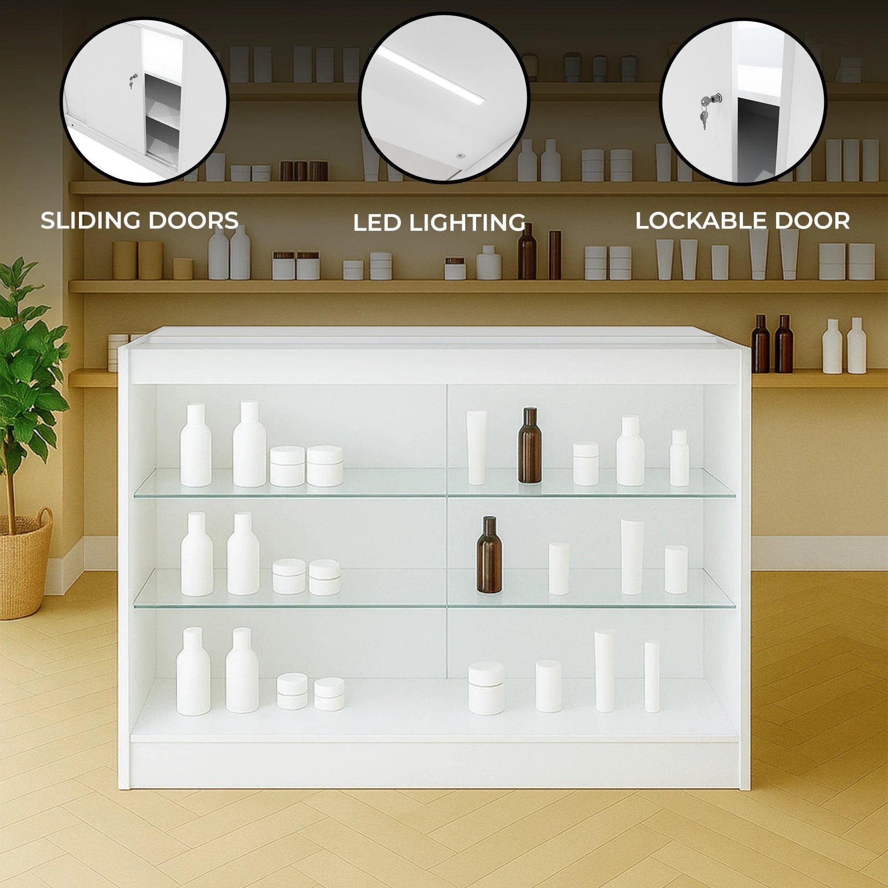 LED Retail Shop Counter K1200 - White by Monster Shop