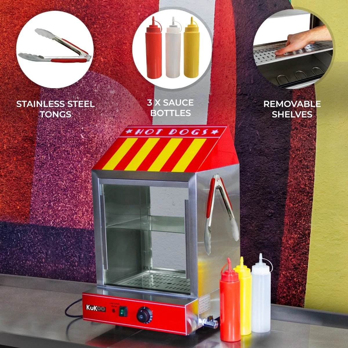 Monster Shop KuKoo Commercial Hot Dog Steamer -