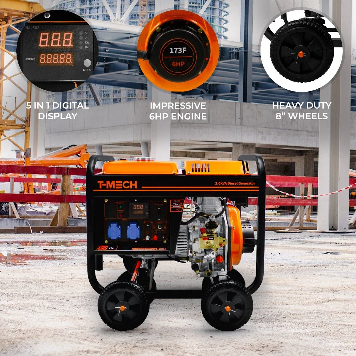 T-Mech 2kVA Portable Diesel Generator Open Frame by Monster Shop