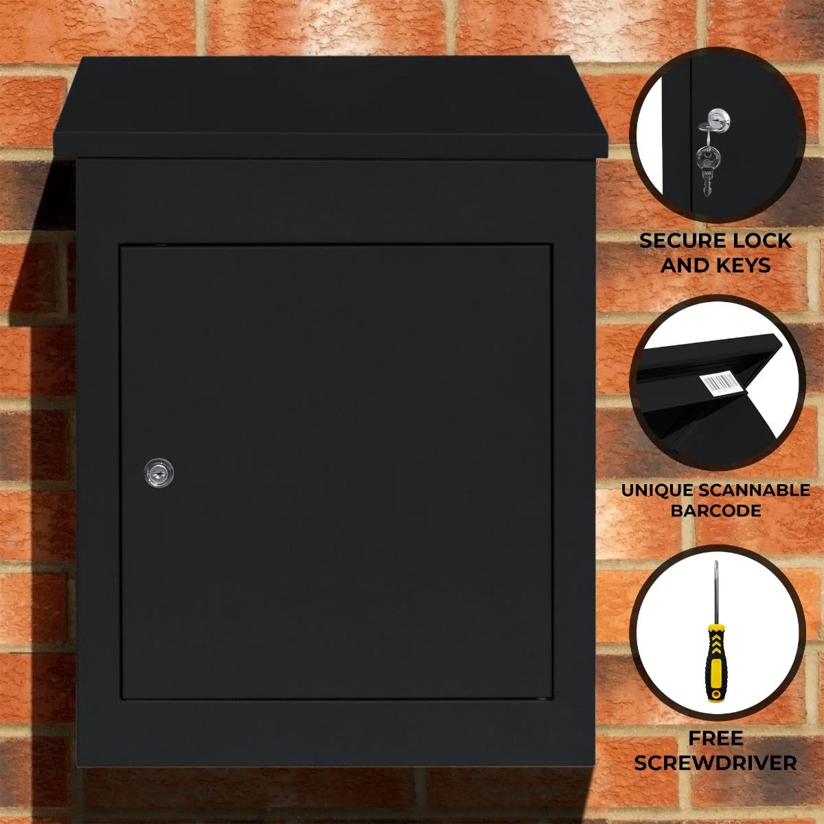 Monster Shop Black Anti-Theft Parcel Post Box -