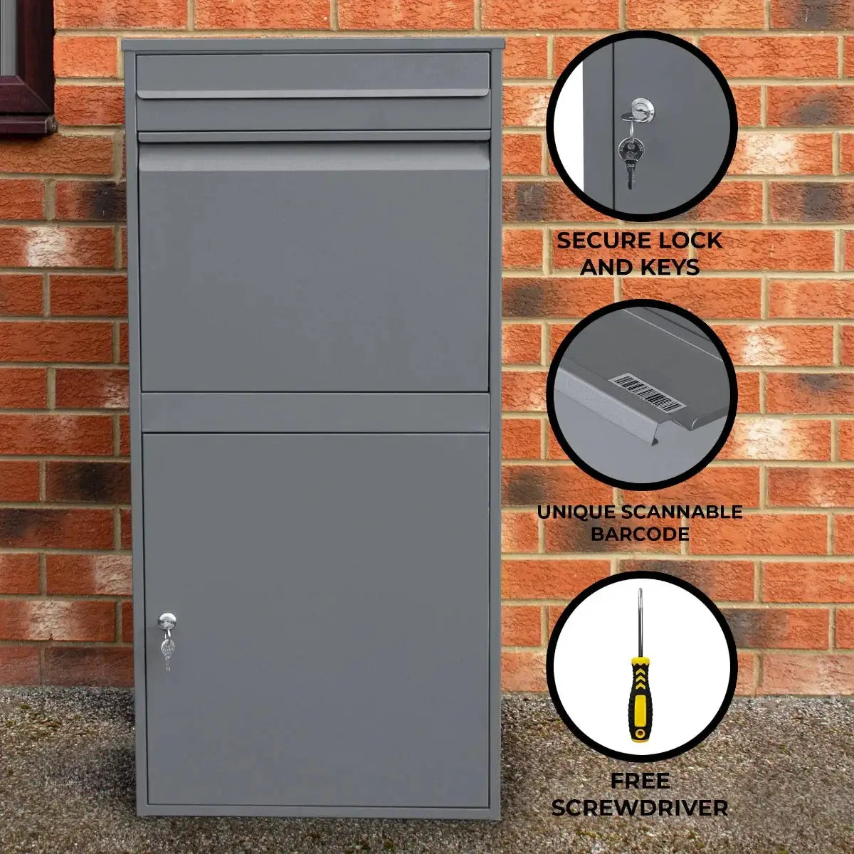 Monster Shop Grey Anti-Theft Parcel Post Box XL -