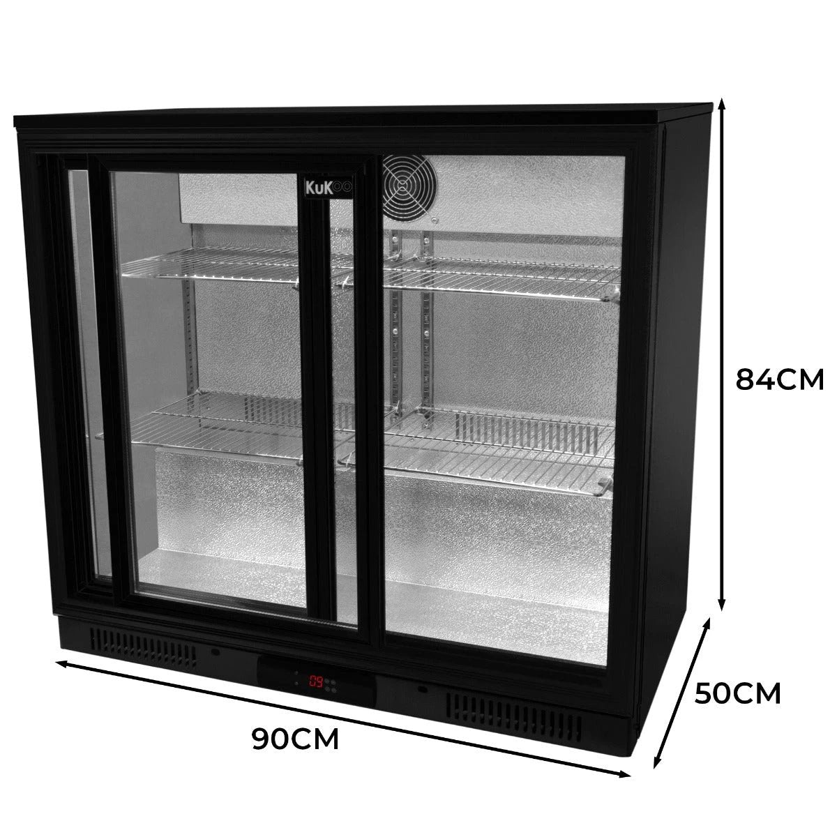 Monster Shop Back Bar Fridge Cooler - Sliding Double Door -