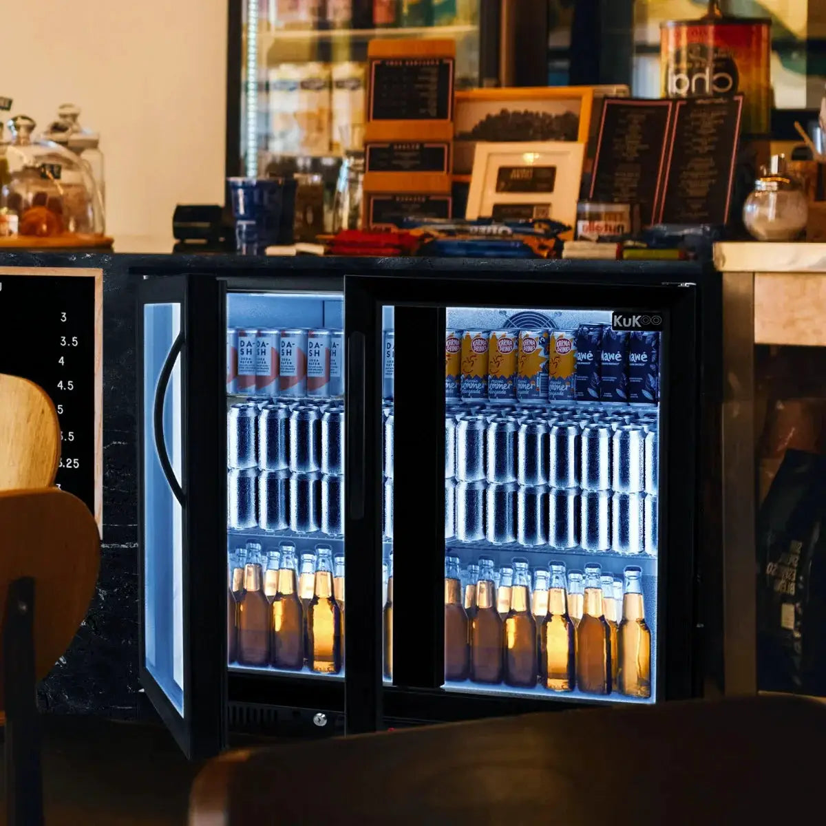Monster Shop Back Bar Fridge Cooler - Hinged Double Door -