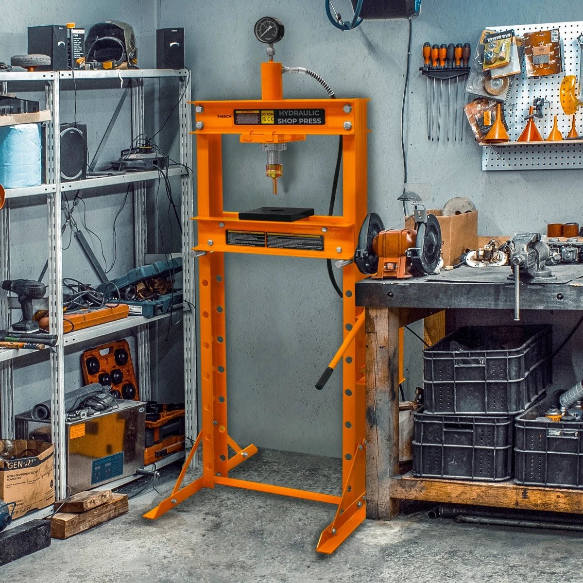 Monster Shop Hydraulic Shop Press with Gauge – 20 Tonne -