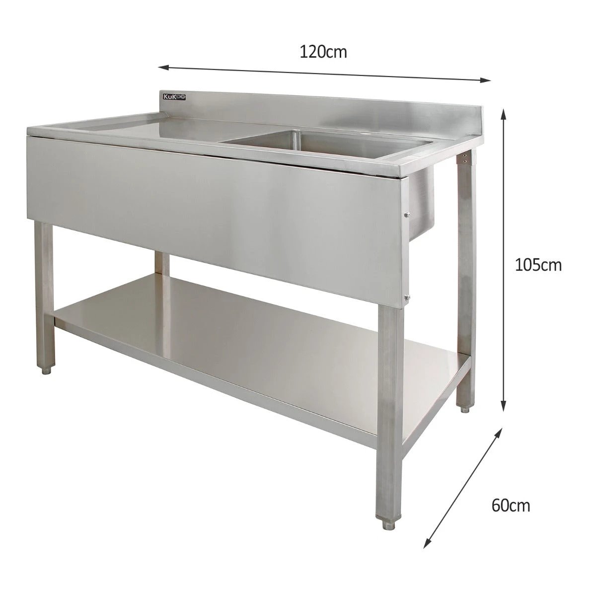 Monster Shop KuKoo Stainless Steel Catering Sink - Left Hand Drainer -